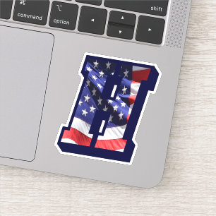 Adesivo Monograma H American Flag H Inicial EUA