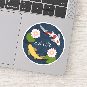 Adesivo Monograma inicial de peixe-koi japonês