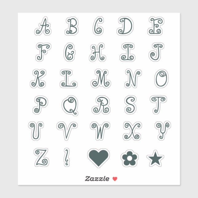 Adesivo Monograma inicial do alfabeto verde florestal suav (Folha)