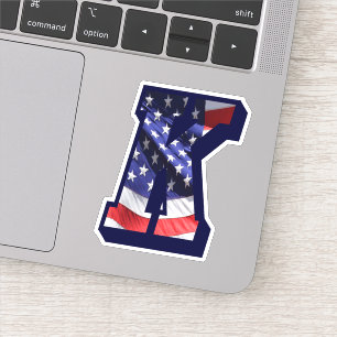 Adesivo Monograma K American Flag K Inicial EUA
