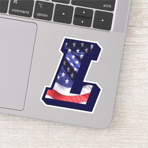 Adesivo Monograma L American Flag L Inicial EUA