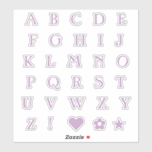 Adesivo Monograma Lilac Letras Alphabet Heart Star