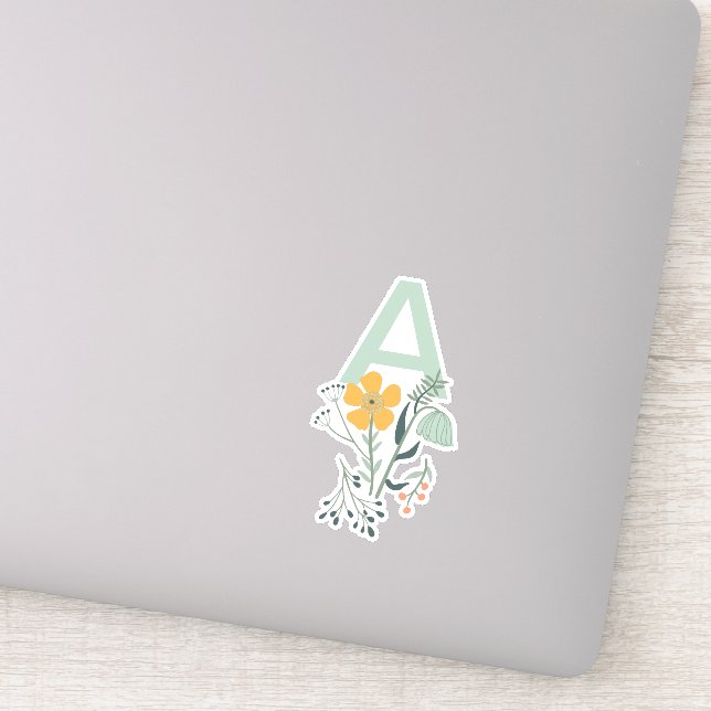 Adesivo Monograma Linda Personalização Botânica Floral (Detalhe)
