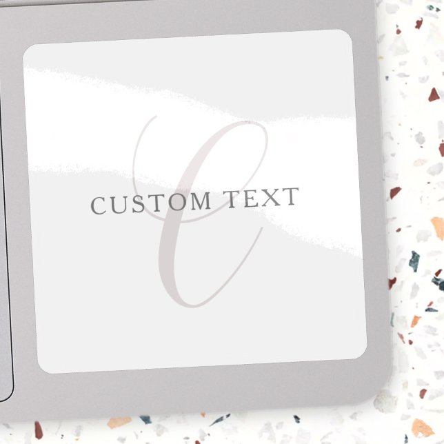 Adesivo Monograma Moderno Elegante | Cinzas e Branco (edit (Criador carregado)