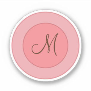 Adesivo Monograma Moderno Rosa-Coral Elegante