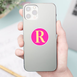 Adesivo Monograma Moderno Simples Rosa Quente