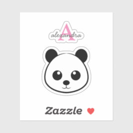 Adesivo Monograma personalizado de panda bonito