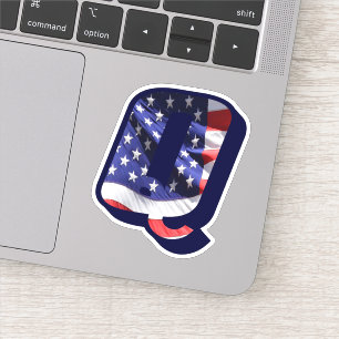Adesivo Monograma Q American Flag Q EUA Inicial
