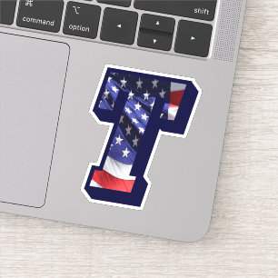 Adesivo Monograma T American Flag T Inicial EUA