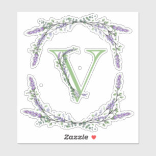 Adesivo Monograma V Lavanda Eucalipto