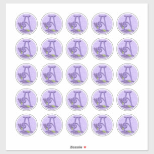 Adesivo Monogramas de Lavanda de estilo feltro