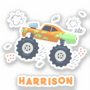 Adesivo Monster Car Trucks Nome Personalizado