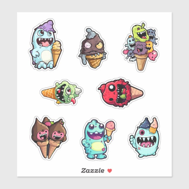 Adesivo Monster Munchies Sorvete Stickers pt 3 (Folha)