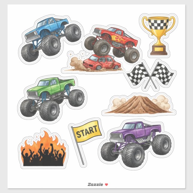 Adesivo Monster Truck Race Rally Custom Vinyl Sticker (Folha)