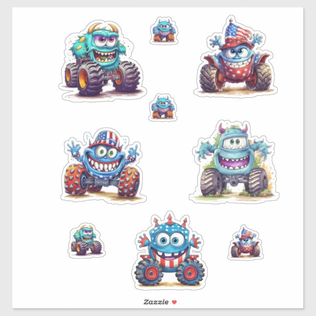 Adesivo Monster Truck Stickers para diversão! (Folha)