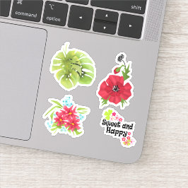 Adesivo Monstera exótica tropical deixa aquarela