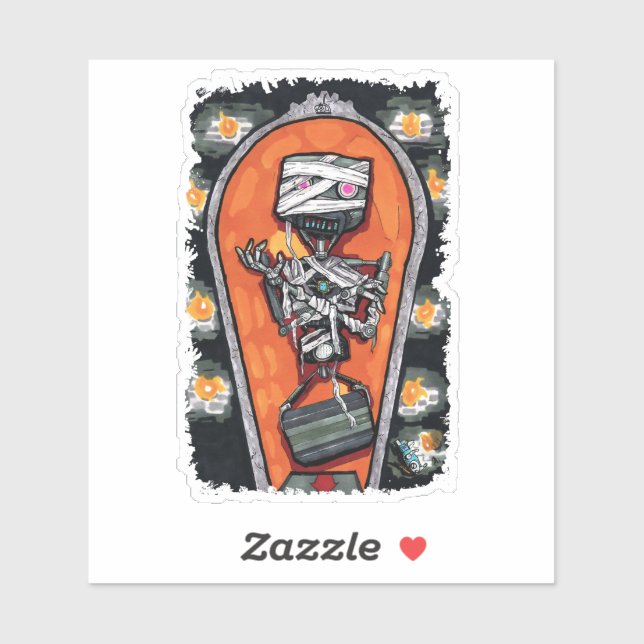 Adesivo Monstro da múmia Robot (Folha)