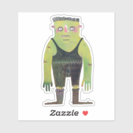 Adesivo Monstro de desenho animado com pele verde
