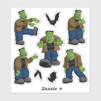 Adesivo Monstro de Frankenstein Verde Engraçado Desenho An