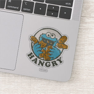 Adesivo Monstro do biscoito do vintage   Hangry