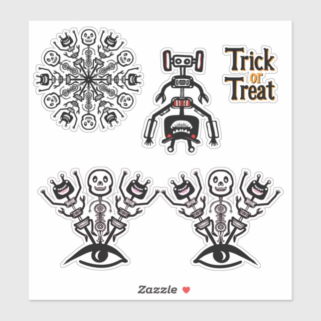 Adesivo Monstro do robo de truque ou tratamento (Folha)