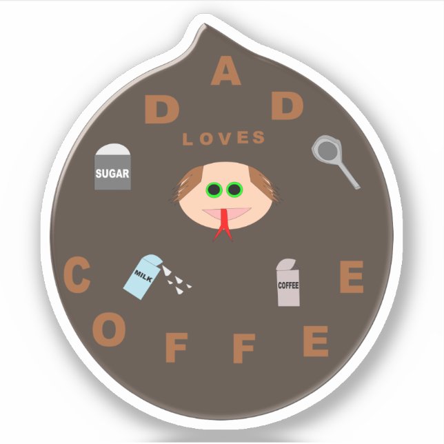 Adesivo Monstro Engraçado Adora Café Forma (Frente)