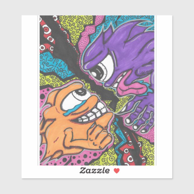 Adesivo Monstros combatem o vinil (Folha)