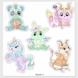 Adesivo Monstros fofos Chibi de Halloween - desenhados à m