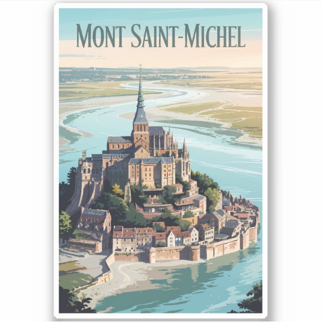 Adesivo Mont-Saint-Michel France Illustration Travel Art (Frente)