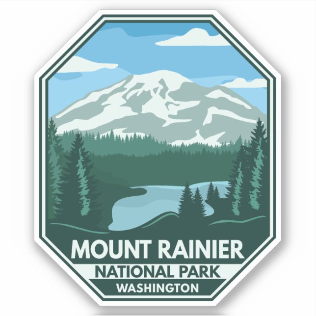 Adesivo Montar Rainier National Park - Emblema Retroativo  (Frente)