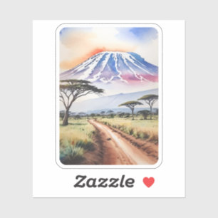 Adesivo Monte Kilimanjaro Tanzânia Aquarela