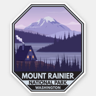 Adesivo Monte Rainier National Park Washington Cabin Retro