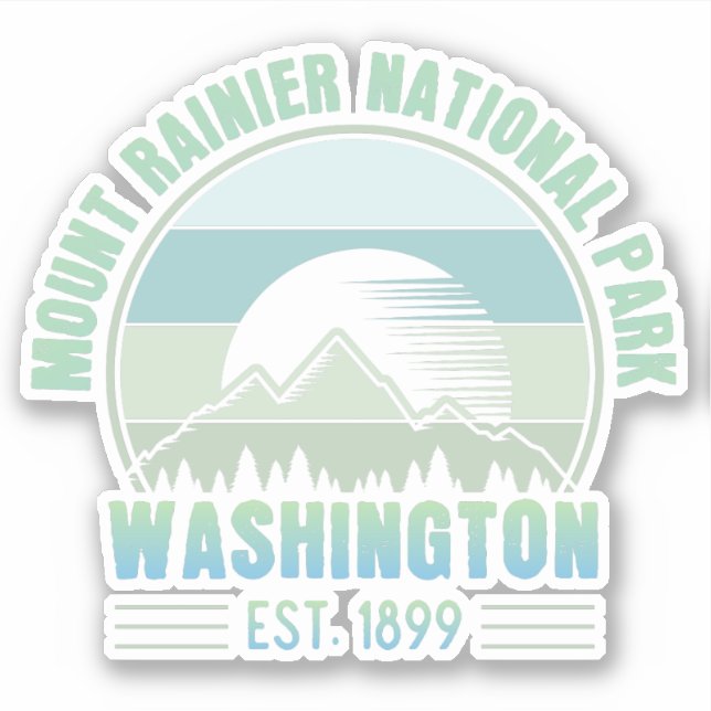 Adesivo Monte Rainier National Park Washington EUA Retro (Frente)