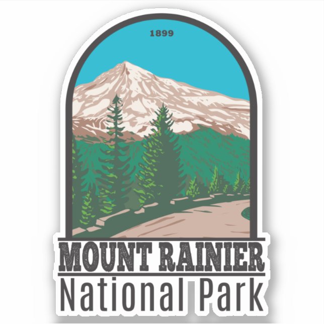 Adesivo Monte Rainier National Park Washington Vintage (Frente)