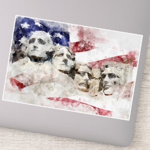 Adesivo Monte Rushmore com a bandeira americana acenando