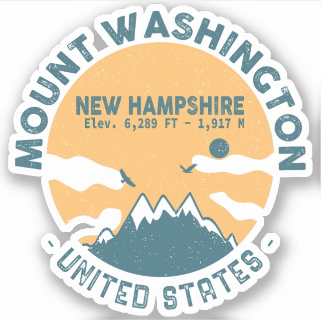 Adesivo Monte Washington New Hampshire - Retro Vintage (Frente)