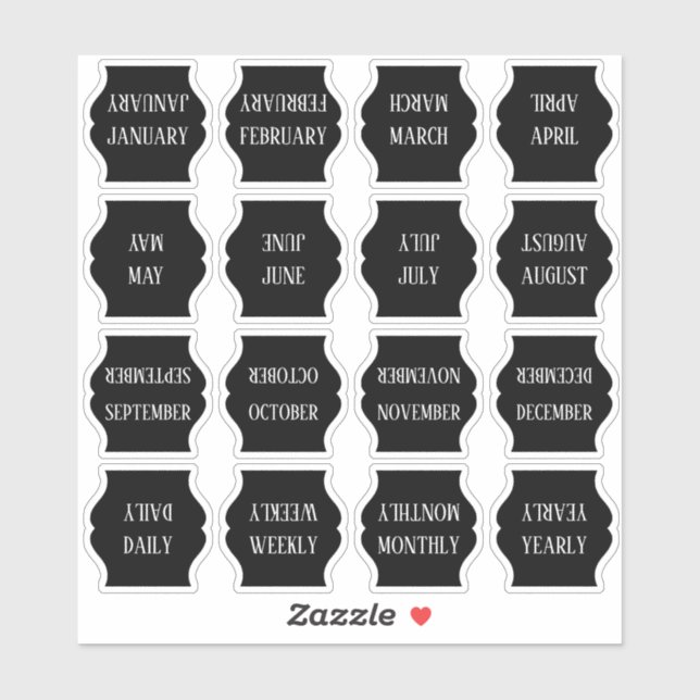 Adesivo Monthly Index Tab Black Bujo Planner Foldable (Folha)