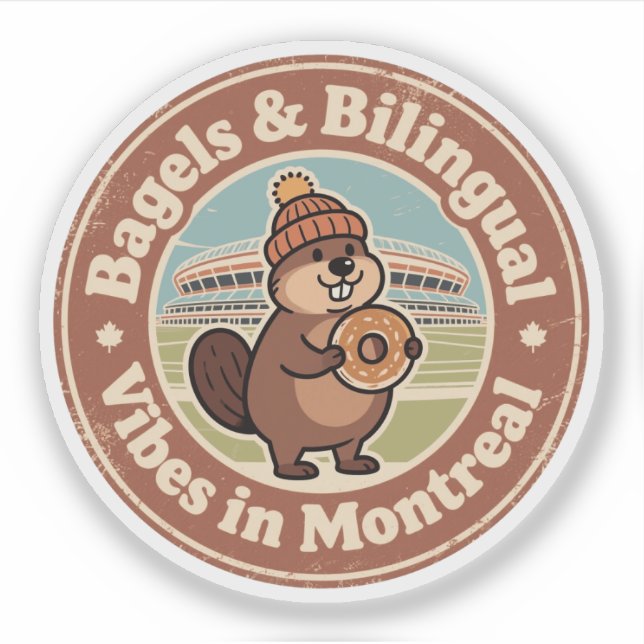 Adesivo Montreal Bagels & Vibrações Bilíngues (Frente)