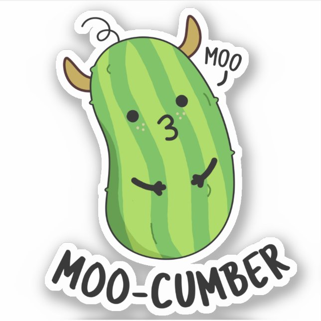 Adesivo Moo-cumber Funny Veggie Cucumber Pun (Frente)
