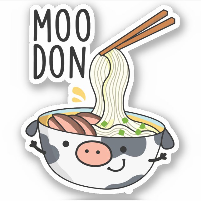 Adesivo Moo-don Funny Udon Pun (Frente)