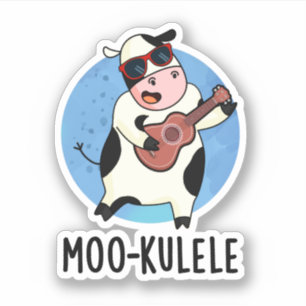 Adesivo Moo-kulele Cute Ukulele Cow Pun Sticker