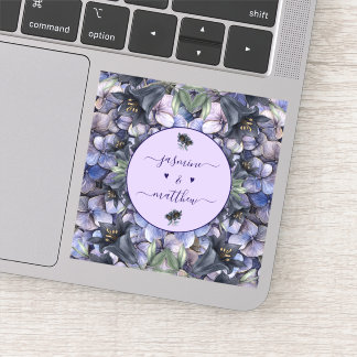 Adesivo Moody Black Floral Classic Couple Names Wedding