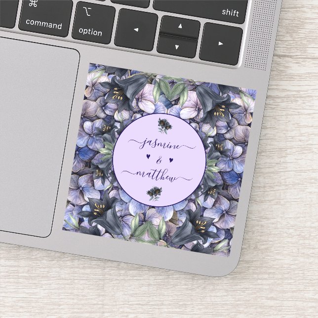 Adesivo Moody Black Floral Classic Couple Names Wedding (Detalhe)