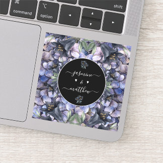 Adesivo Moody Black Floral Classic Couple Names Wedding