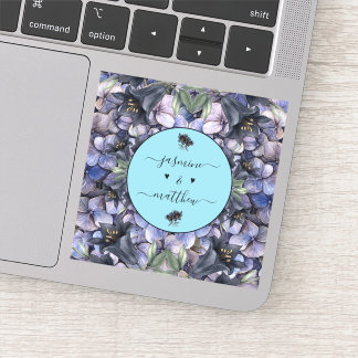 Adesivo Moody Black Floral Classic Couple Names Wedding