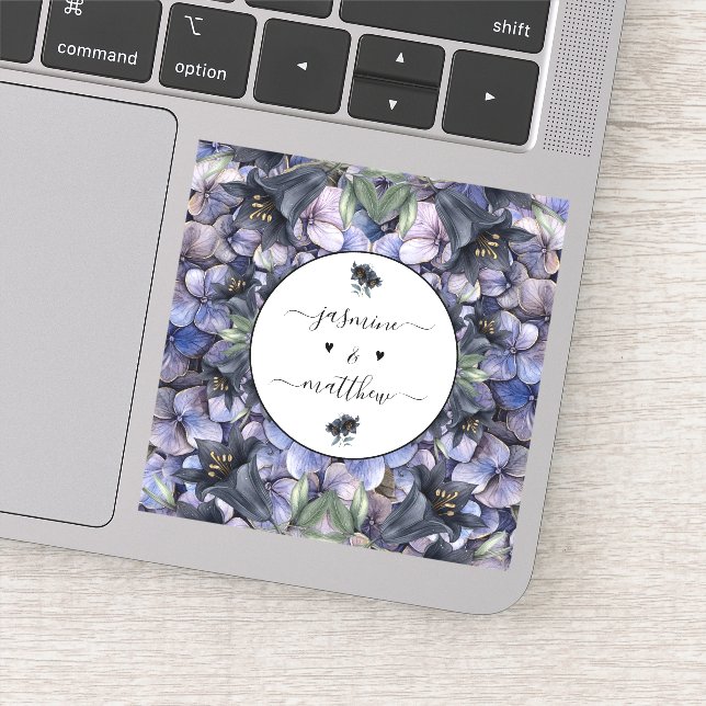 Adesivo Moody Black Floral Classic Couple Names Wedding (Detalhe)