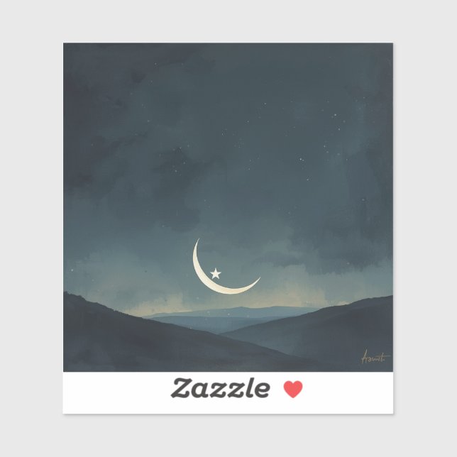 Adesivo Moon Cradling a Star 🌌🎨 (Folha)