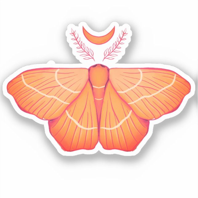 Adesivo Moon Moth Witchy Night Art - Ilustração Mágica (Frente)