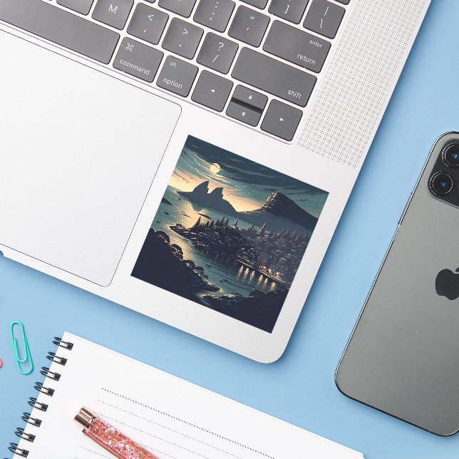 Adesivo Moonlit Port (Notebook com iPhone)