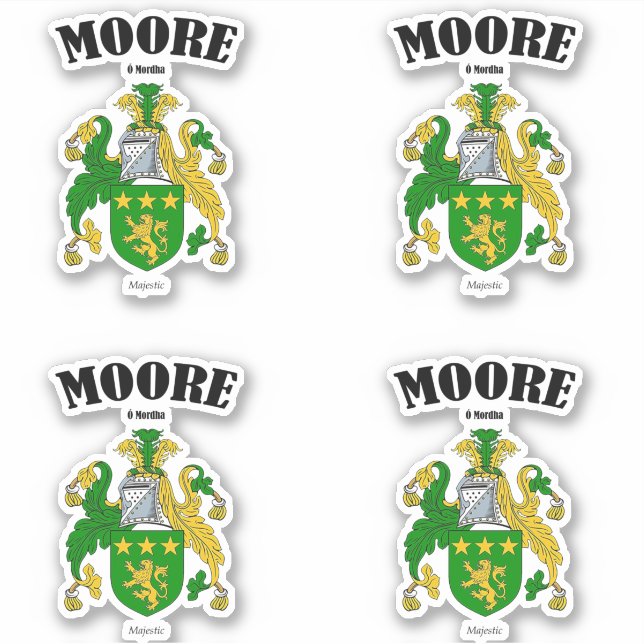 Adesivo Moore Crest Tradução e Significado Irlandês (x4) (Frente)